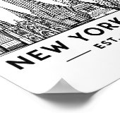NYC Skyline Illustration with Statue of Liberty Poster (Ecke)