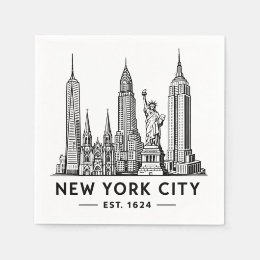 NYC Skyline Illustration with Statue of Liberty Serviette (Vorderseite)