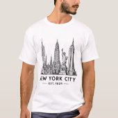 NYC Skyline Illustration with Statue of Liberty T-Shirt (Vorderseite)