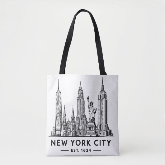 NYC Skyline Illustration with Statue of Liberty Tasche (Vorderseite)