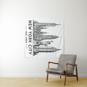 NYC Skyline Illustration with Statue of Liberty Wandteppich (Beispiel (Horizontal))