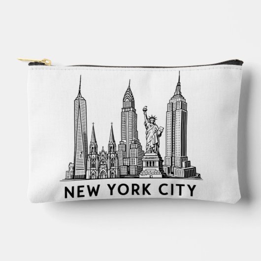 NYC Skyline Illustration with Statue of Liberty Zubehörtasche (Vorderseite)