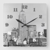 NYC Skyline IV Quadratische Wanduhr (Vorderseite)