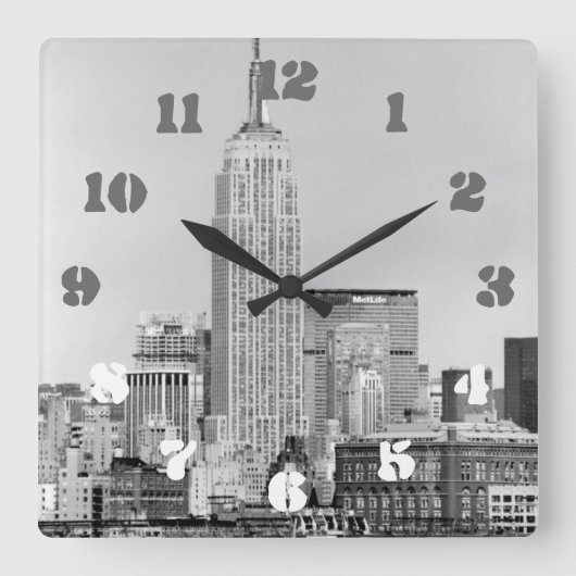 NYC Skyline IV Quadratische Wanduhr (Vorderseite)