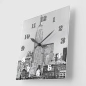 NYC Skyline IV Quadratische Wanduhr (Winkel)