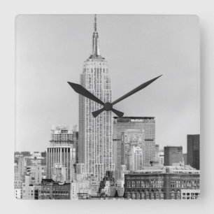 NYC Skyline IV Quadratische Wanduhr