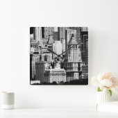 NYC Skyline IX Quadratische Wanduhr (Zuhause)