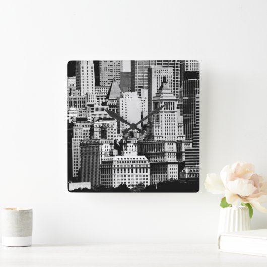 NYC Skyline IX Quadratische Wanduhr (Zuhause)