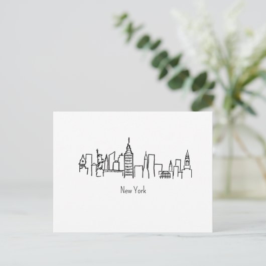 NYC Skyline New York Illustration Postkarte (Stehend Vorderseite)