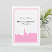 NYC Skyline Pink Silhouette #2 DIY Bachelorette Einladung (Stehend Vorderseite)