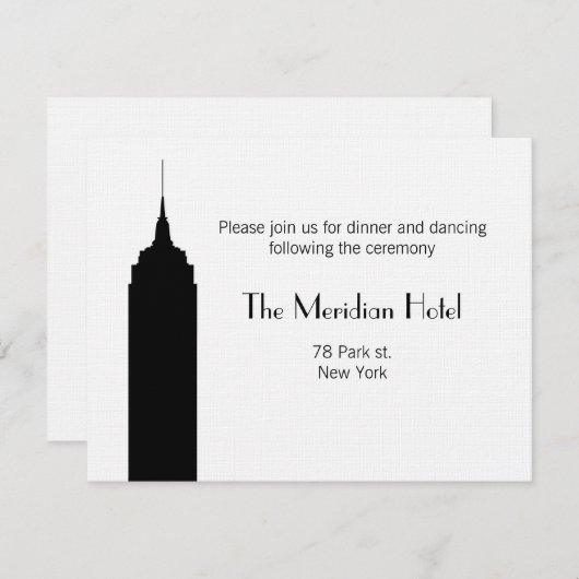 NYC Skyline Reception Card - Empire State Gebäude Einladung (Vorne/Hinten)