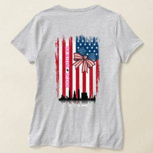 NYC Skyline Schleife Amerikanische Flagge Abschlus T-Shirt