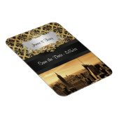 NYC Skyline Sepia B5 Blk Rib Damask Save the Date Magnet (Rechte Seite)