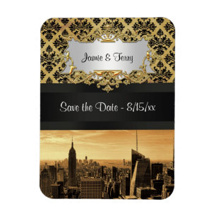 NYC-Skyline-Sepia-B5-Schwarzes-Band-Damaskus-Save- Magnet