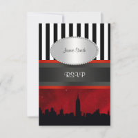 NYC Skyline Sil Red Sky Blk Whit Stripe P UAWG