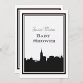 NYC Skyline Silhouette #2 DIY Babydusche Einladung (Vorne/Hinten)