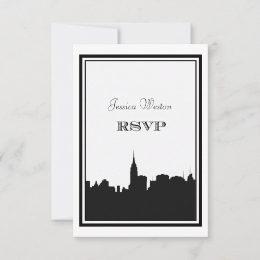 NYC Skyline Silhouette #2 DIY UAWG RSVP Karte (Vorderseite)