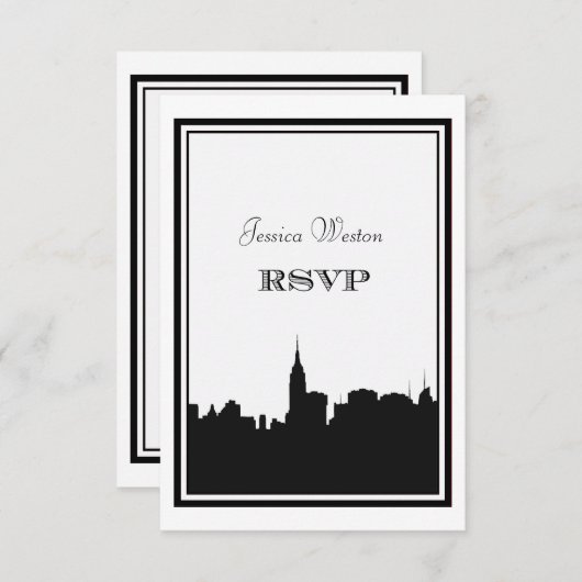 NYC Skyline Silhouette #2 DIY UAWG RSVP Karte (Vorne/Hinten)