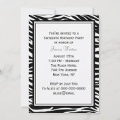 NYC Skyline Silhouette #2 Zebra Sweet 16 Einladung (Rückseite)