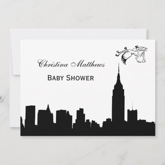 NYC Skyline Silhouette Baby Showstorch Einladung (Rückseite)