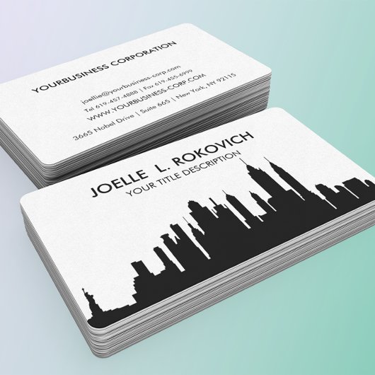 NYC Skyline Silhouette Black & White Generic Visitenkarte