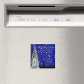 NYC Skyline Silhouette Blue Star Rett Date Magnet (In Situ (Geschirrspüler))