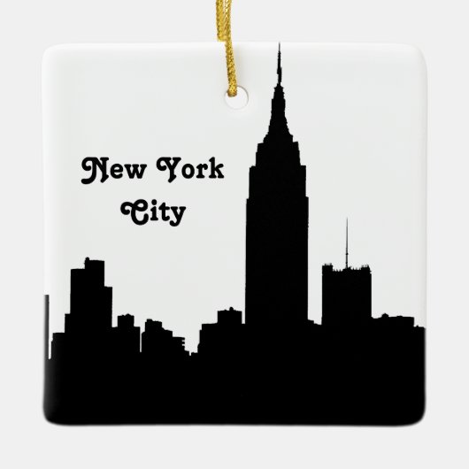 NYC Skyline Silhouette, Emp Staat Bldg #1 T Keramikornament (Vorderseite)