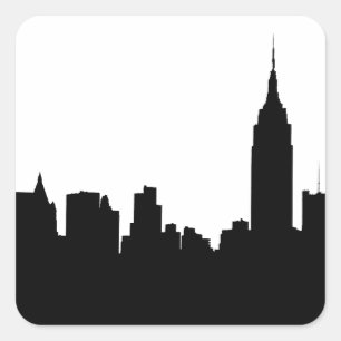 NYC Skyline Silhouette, Empire State Bldg #1 Quadratischer Aufkleber