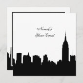 NYC Skyline Silhouette, ESB #1 BW SQ2 Party Einlad Einladung (Vorne/Hinten)