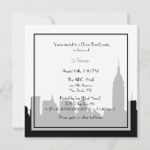 NYC Skyline Silhouette, ESB #1 BW SQ2 Party Einlad Einladung (Rückseite)