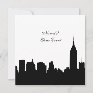 NYC Skyline Silhouette, ESB #1 BW SQ2 Party Einlad Einladung