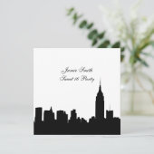 NYC Skyline Silhouette, ESB #1 BW Sweet 16 SQ Einladung (Stehend Vorderseite)