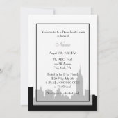 NYC Skyline Silhouette, ESB #1 BW V2 Party Einladu Einladung (Rückseite)