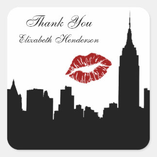 NYC Skyline Silhouette, ESB #1 Kiss Quadratischer Aufkleber