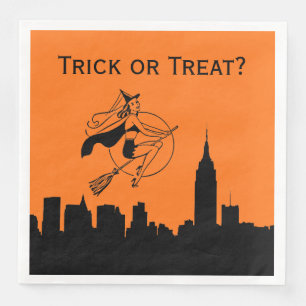 NYC Skyline Silhouette Halloween Cheeky Hexe Serviette