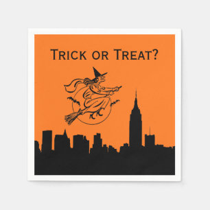 NYC Skyline Silhouette Halloween Fliegerwitze Serviette