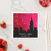 NYC Skyline Silhouette Hot Pink Red Heart Serviette (Beispiel)