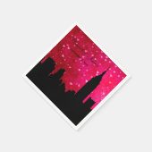 NYC Skyline Silhouette Hot Pink Red Heart Serviette (Ecke)