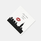 NYC Skyline Silhouette, Kiss ESB #1 BW Serviette (Ecke)
