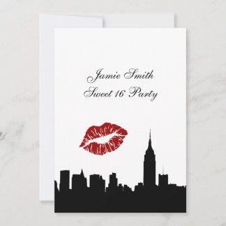 NYC Skyline Silhouette, Kiss ESB #1 BW Sweet 16 V Einladung