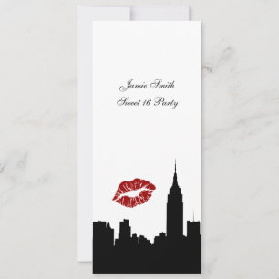 NYC Skyline Silhouette, Kiss ESB #1 BW Sweet 16 VV Einladung