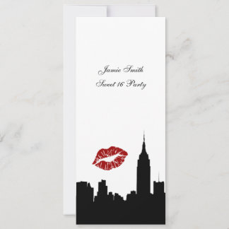 NYC Skyline Silhouette, Kiss ESB #1 BW Sweet 16 VV Einladung