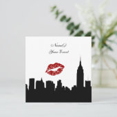 NYC Skyline Silhouette Kiss ESB #1 SQ Party Einlad Einladung (Stehend Vorderseite)