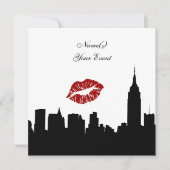 NYC Skyline Silhouette Kiss ESB #1 SQ Party Einlad Einladung (Vorderseite)