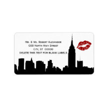 NYC Skyline Silhouette, Kiss ESB #1H BW Addr Label