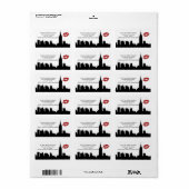 NYC Skyline Silhouette, Kiss ESB #1H BW Addr Label Adressaufkleber (Vorne)