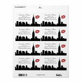NYC Skyline Silhouette, Kiss ESB #1H BW Weinetiket (Vorne)