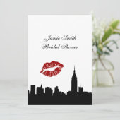 NYC Skyline Silhouette, Kiss ESB #1V Brautparty Einladung (Stehend Vorderseite)