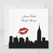 NYC Skyline Silhouette, Kiss ESB Brautparty SQ Einladung (Vorderseite)