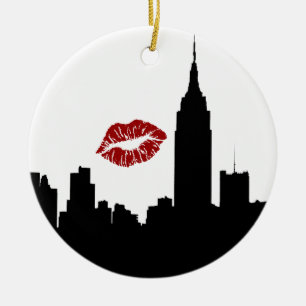 NYC Skyline-Silhouette, Kuss des Reich-Staats-Gbd Keramik Ornament
